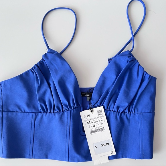 Zara Tops - NWT Zara Royal Blue Cropped Bustier Tank Top 💙